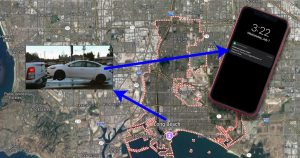 A map with a picture of a phone on it