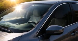 A car without window tint in the sun